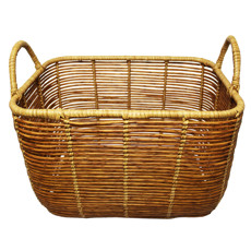 Imagem de CESTA DECORATIVA DE TRAMA SINTÉTICA MARROM 26X38X28CM - CROSS - Cross Comercial Ltda