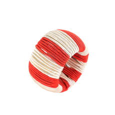 Imagem de CONJUNTO 4 ANÉIS LISTRADOS BRANCO E VERMELHO DE METAL E POLIÉSTER - TUUT - Yangzi Brasil Corporation S A 