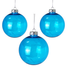 Imagem de BOLA DE NATAL DECORATIVA EM PLÁSTICO AZUL TRANSPARENTE 10CM - GRILLO - Grillo Ltda