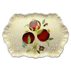 Imagem de TRAVESSA OVAL DE CERÂMICA COM BORDA DOURADA 2X38X26CM - SCALLA CERÂMICA - Scalla Ceramica Artistica Ltda-Epp