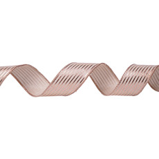 Imagem de FITA ARAMADA NATALINA BEGE E LISTRAS COBRE DE POLIÉSTER 3,8CM X 9,14M - TOKDACASA - Cromus Embalagens Ind E Com Ltda