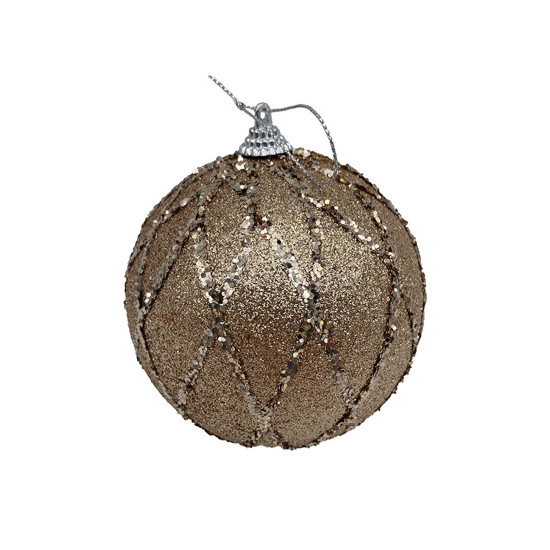 Imagem BOX 3 BOLAS DE NATAL CHAMPANGNE COM GLITTER 10CM - TUUT