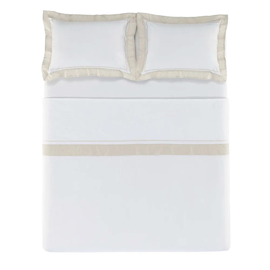 Imagem JOGO DE CAMA QUEEN 200 FIOS DE ALGODÃO FIESOLE BRANCO/GRIGIO - TRUSSARDI