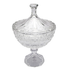 Imagem de POTICHE  COM PÉ E TAMPA DECORATIVO DE VIDRO 26X16X16CM - ADELY CRYSTAL - Dayhome Comercial Ltda