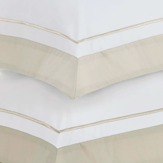 Imagem JOGO DE FRONHAS 200 FIOS DE ALGODÃO FIESOLE BRANCO/GRIGIO - TRUSSARDI