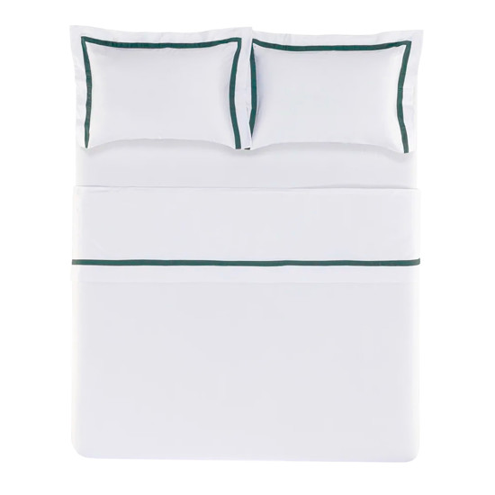 Imagem JOGO DE CAMA QUEEN 300 FIOS DE ALGODÃO VERCELLI BRANCO/FOGLI - TRUSSARDI