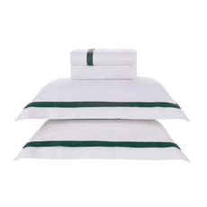 Imagem de JOGO DE CAMA QUEEN 300 FIOS DE ALGODÃO VERCELLI BRANCO/FOGLI - TRUSSARDI - Karsten S.A 