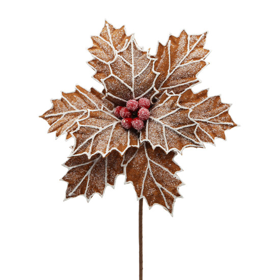 Imagem HASTE DECORATIVA DE POINSÉTIA DE TECIDO E ARAME 60X27X27CM - TOKDACASA