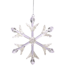 Imagem de CONJUNTO 2 PINGENTES NATALINOS FORMATO FLOCO DE NEVE DE VIDRO 19X15CM - CROSS - Cross Comercial Ltda