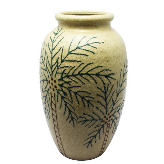 Imagem VASO DECORATIVO TEXTURIZADO BEGE DE CERÂMICA 30X16X16CM - LUCATTI