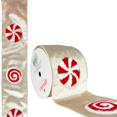 Imagem de FITA NATALINA ARAMADA BRANCA E VERMELHA 10CM X 9,14M - DINATALE - Dinatale Import Ltda