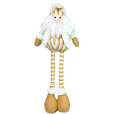 Imagem de PAPAI NOEL DECORATIVO TAMANHO AJUSTÁVEL DOURADO E BRANCO 58CM - DINATALE - Dinatale Import Ltda