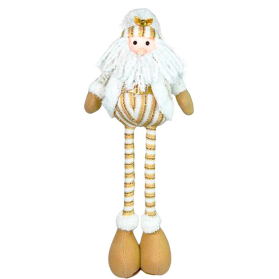Imagem PAPAI NOEL DECORATIVO TAMANHO AJUSTÁVEL DOURADO E BRANCO 58CM - DINATALE