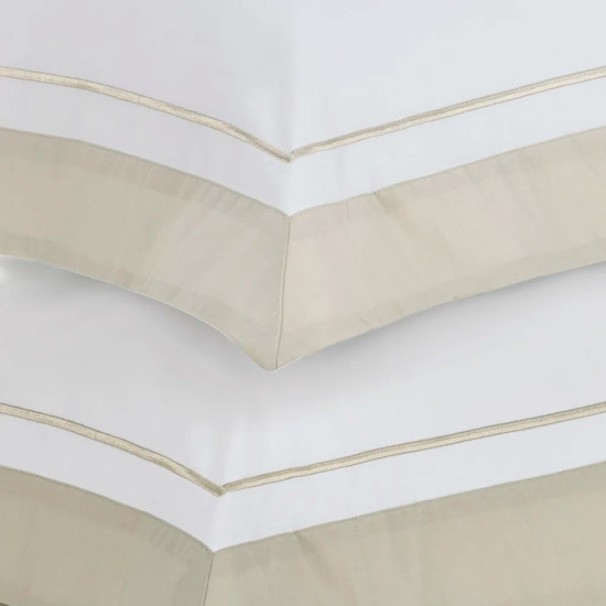 Imagem JOGO DE CAMA QUEEN 200 FIOS DE ALGODÃO FIESOLE BRANCO/GRIGIO - TRUSSARDI