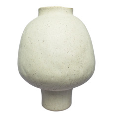 Imagem de VASO BEGE DECORATIVO TEXTURIZADO DE CERÂMICA 42X29X29CM - LUCATTI - Lucatti Artes E Decoracoes Ltda