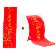 Imagem de FITA NATALINA ARAMADA VERMELHO E DOURADO 8CM X 9,14M - DINATALE - Dinatale Import Ltda