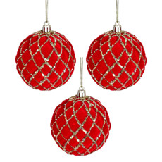 Imagem de BOLA NATALINA DECORADA VERMELHA E DOURADA DE PVC 3UND 8CM - GRILLO - Grillo Ltda