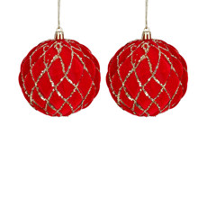 Imagem de BOLA NATALINA TRABALHADA VERMELHA E DOURADA DE PVC 2UND 10CM - GRILLO - Grillo Ltda