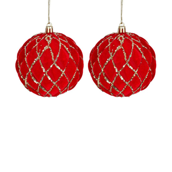 Imagem BOLA NATALINA TRABALHADA VERMELHA E DOURADA DE PVC 2UND 10CM - GRILLO