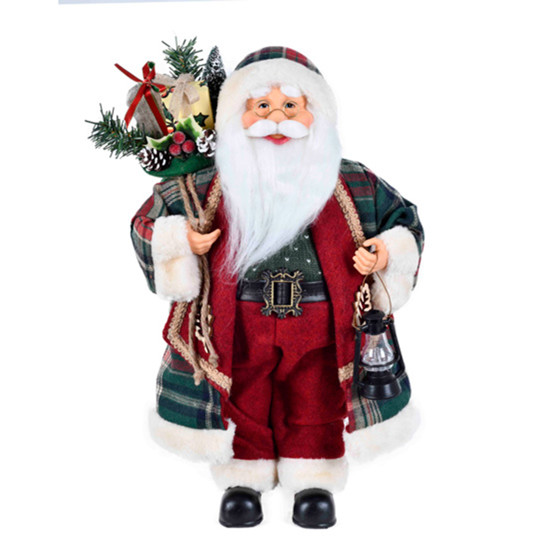 Imagem PAPAI NOEL DECORATIVO VERMELHO E VERDE DE PLÁSTICO E ALGODÃO 60CM - GRILLO