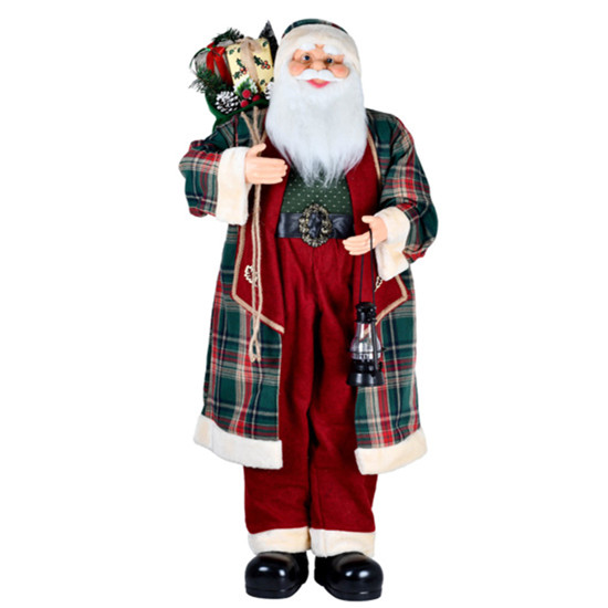 Imagem PAPAI NOEL DECORATIVO VERMELHO E VERDE DE PLÁSTICO E ALGODÃO 120CM - GRILLO