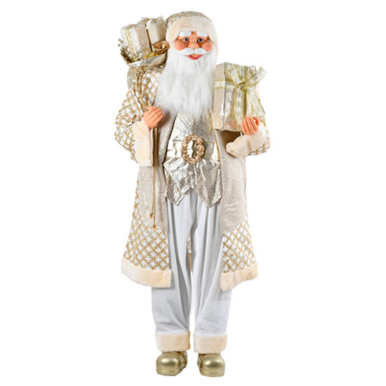 Imagem PAPAI NOEL DECORATIVO CHAMPAGNE E PRATEADO DE PLÁSTICO E ALGODÃO 150CM - GRILLO