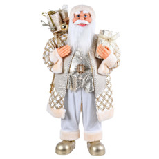 Imagem de PAPAI NOEL DECORATIVO CHAMPAGNE E PRATEADO DE PLÁSTICO E ALGODÃO 80CM - GRILLO - Grillo Ltda