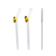 Imagem de JOGO DE 2 CANUDOS DE VIDRO BOROSSILICATO 20CM E 1 ESCOVA DE LIMPEZA - TUUT - Yangzi Brasil Corporation S A 