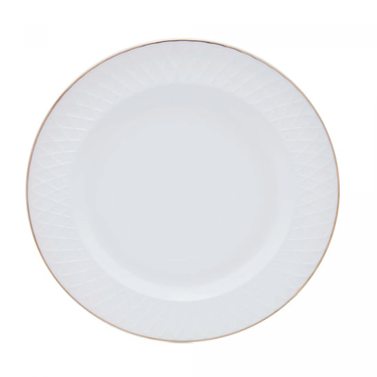 Imagem PRATO RASO ROYALE DE VIDRO OPALINO COM FIO DOURADO 26,5CM - WOLFF