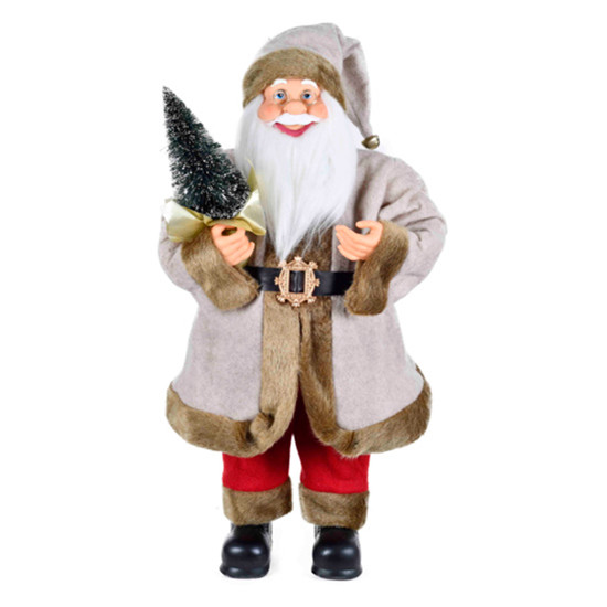 Imagem PAPAI NOEL DECORATIVO DE POLIÉSTER E PLÁSTICO COM PINHEIRO VERDE 60CM - GRILLO
