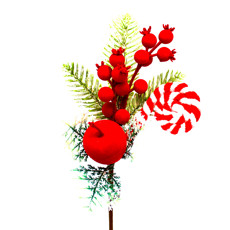 Imagem de HASTE NATALINA DECORATIVA COM FOLHAS VERDES DE PLÁSTICO E METAL - GRILLO - Grillo Ltda