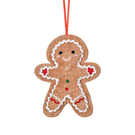 Imagem GINGERBREAD NATALINO DECORATIVO DE PENDURAR DE POLIÉSTER AVELUDADO 15X12CM - GRILLO