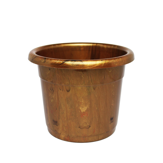 Imagem VASO DOURADO TRAVERTINO DE POLIPROPILENO PARA PLANTA 14X18X18CM - ATACAPLAST